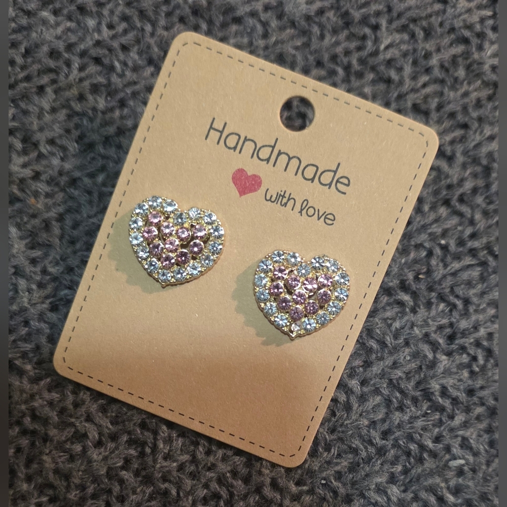 🥳4/$20 #27 Sparkling Heart Rhinestone Earrings